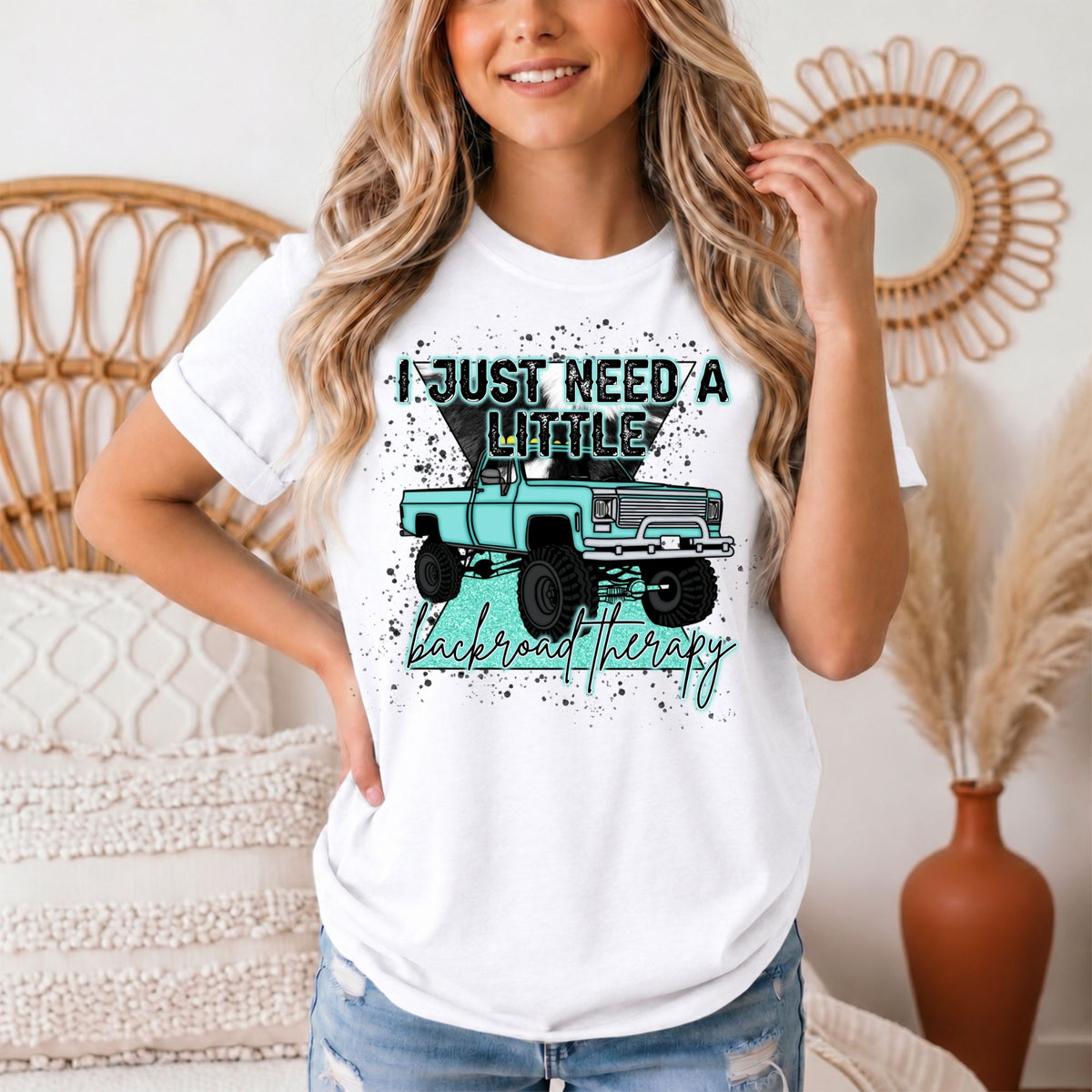Backroad Therapy Turquoise Truck Graphic Tee