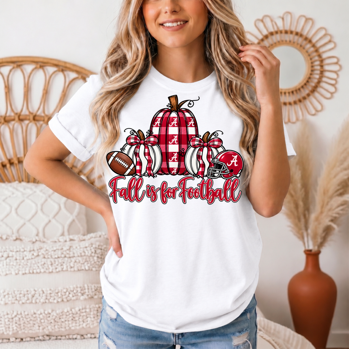 Fall Is for Football Alabama Pumpkin Graphic Tee