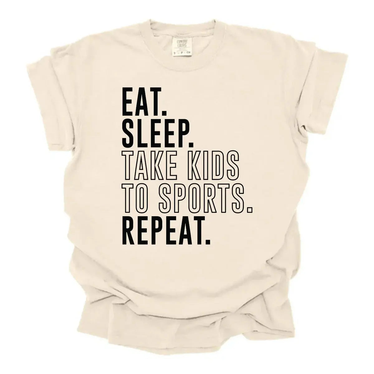 Eat Sleep Take Kids to Sports Repeat Shirt | Funny Sports Mom Graphic Tee K's Krafty Barn