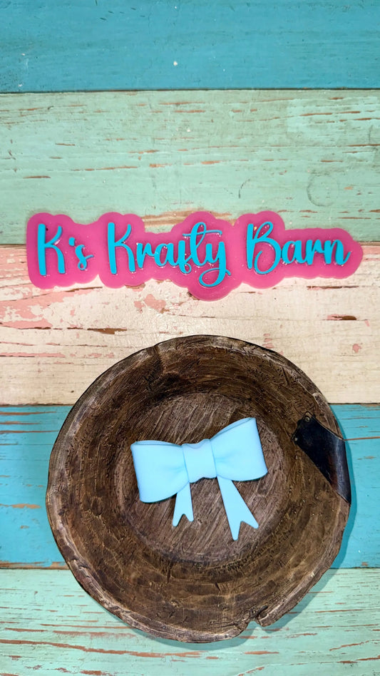 Silicone Focal Bead- Light blue bow K's Krafty Barn
