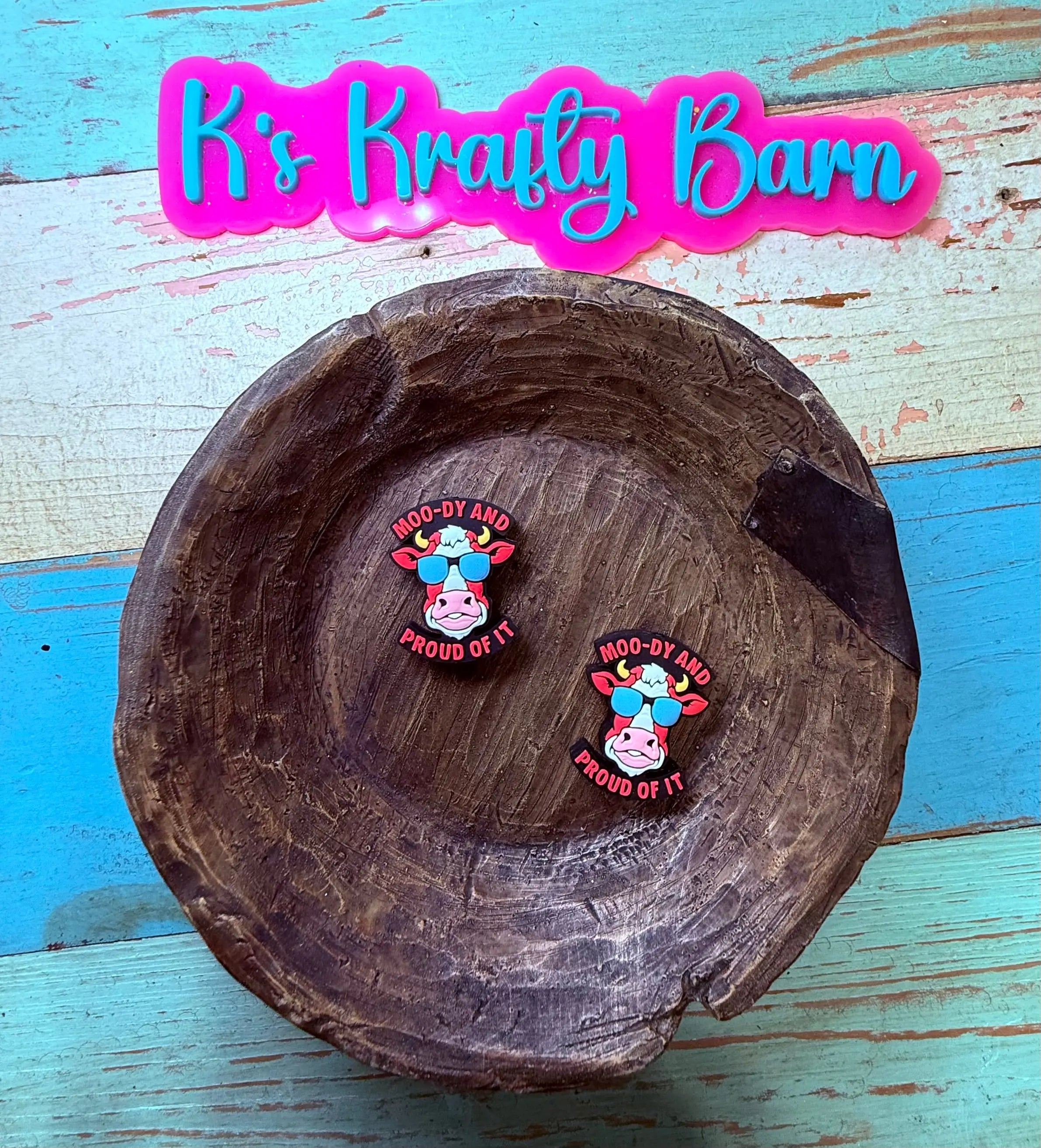 Silicone Focal Bead- Moo-dy and proud of it K's Krafty Barn