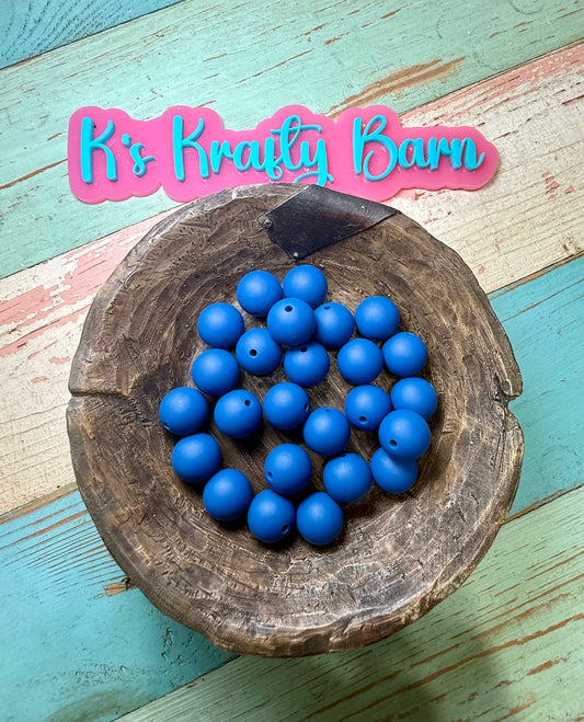 Wholesale 15mm Solid Silicone Beads- Royal Blue
