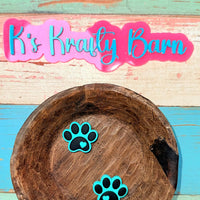Silicone Focal Bead- Turquoise & Black paw print K's Krafty Barn