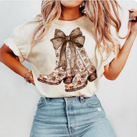 Brown Floral Boots Bow K's Crafty Vibes Co.