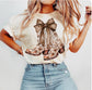 Brown Floral Boots Bow
