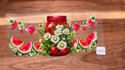 #300 Mason jar with watermelon and strawberries