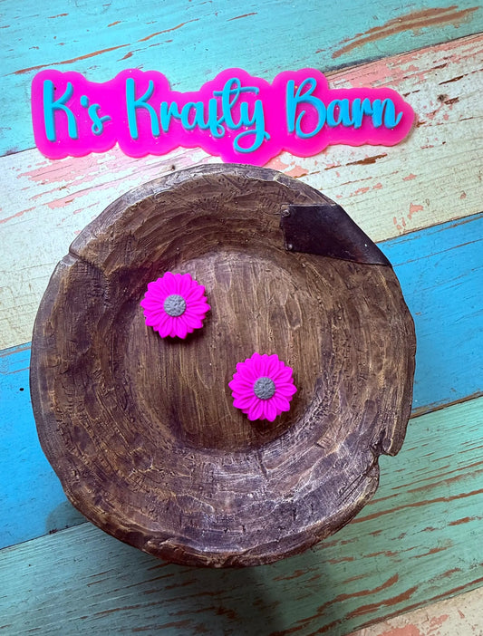 Silicone Focal Bead- Hot Pink Daisy flower K's Krafty Barn