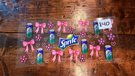 #840 Pink bows with can soda
