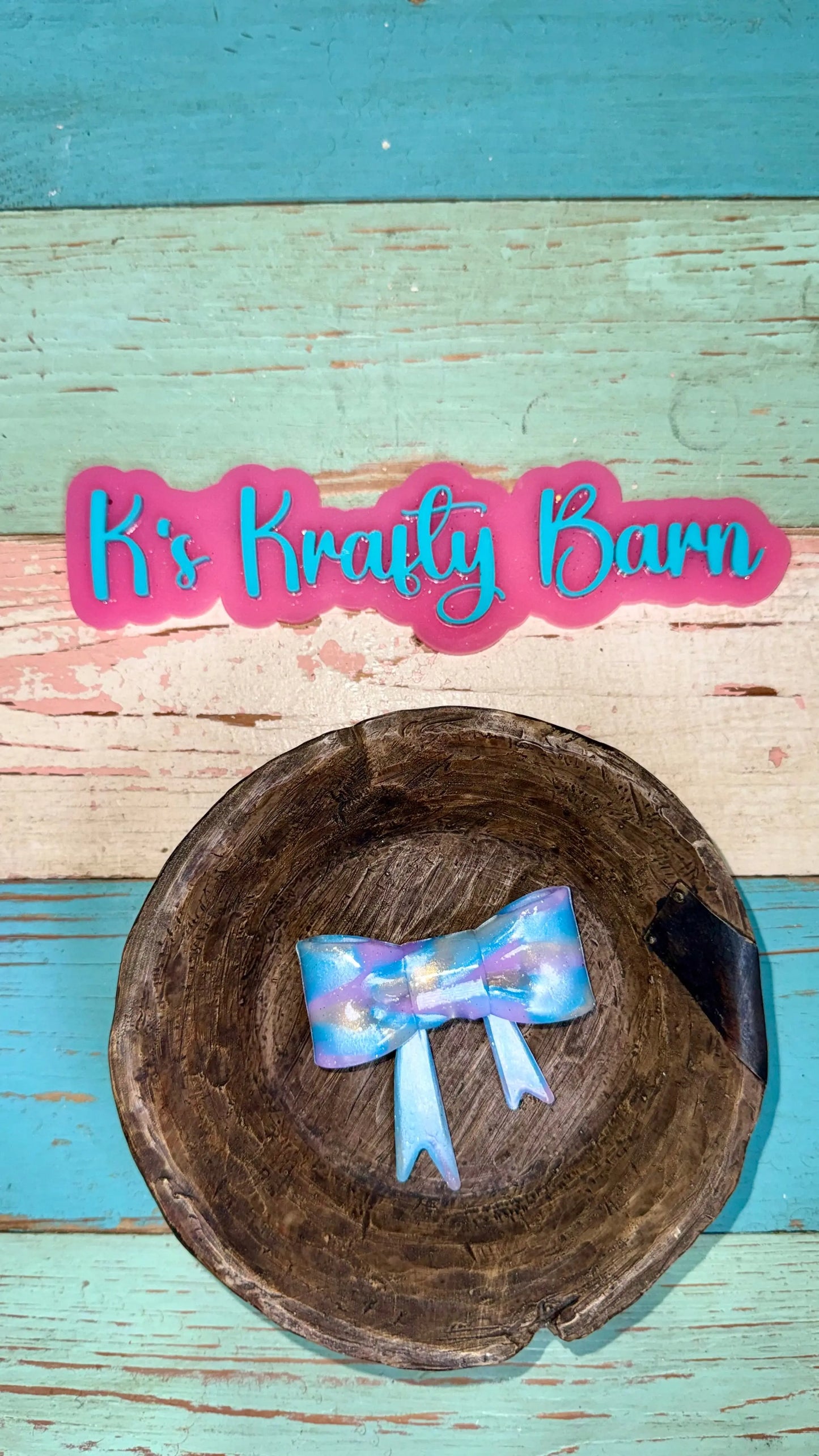 Silicone Focal Bead- Cotton Candy swirl Opal bow K's Krafty Barn