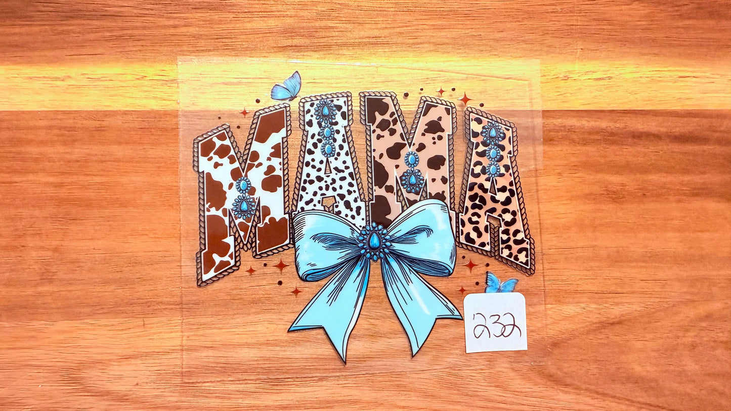 #232 Mama prints with a teal bow K's Krafty Barn