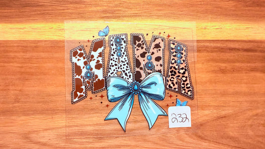 #232 Mama prints with a teal bow