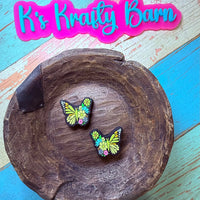 Silicone Focal Bead- Green floral butterfly K's Krafty Barn