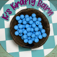 15mm Solid Silicone Beads- Carolina Blue