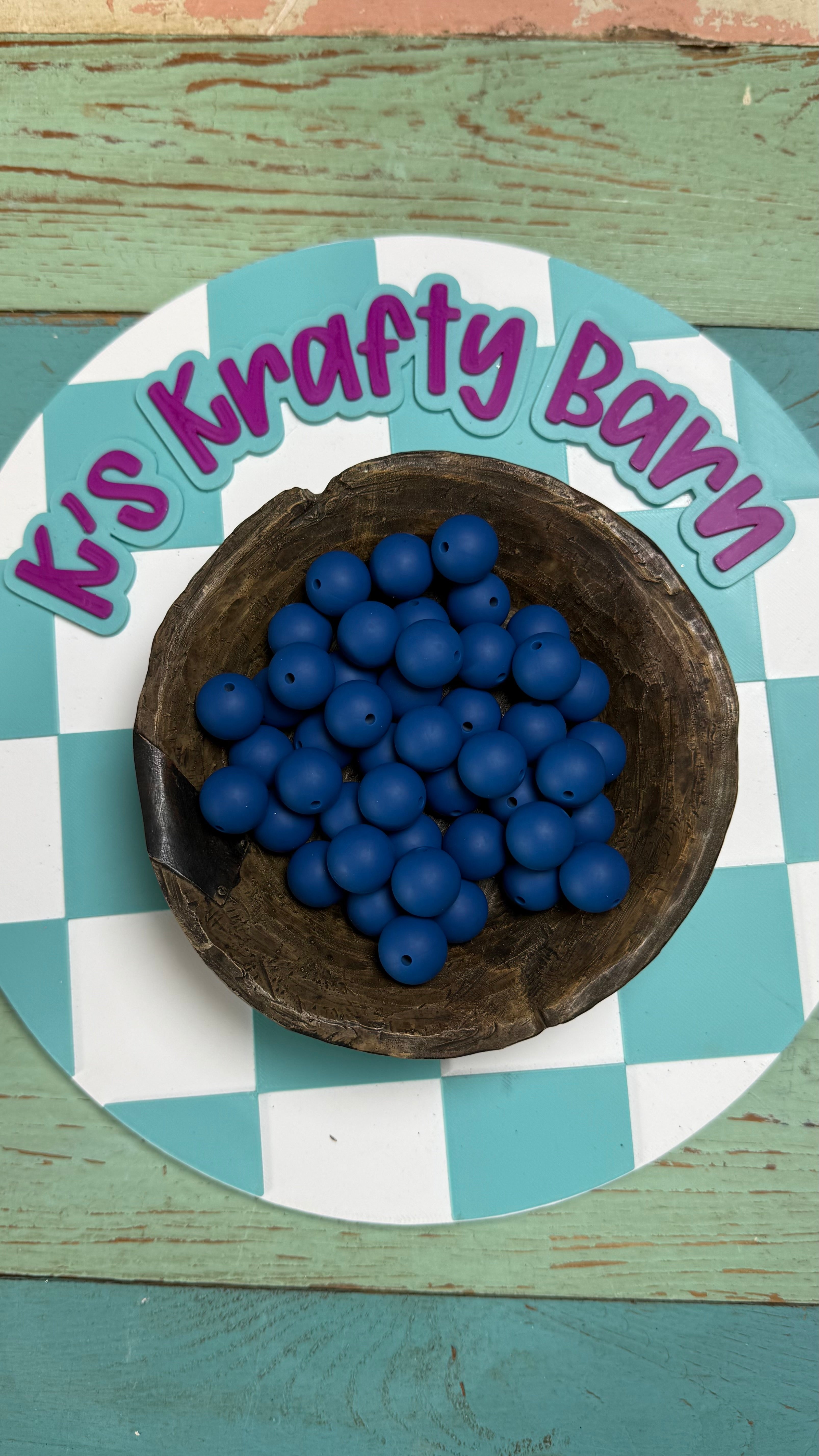 15mm Solid Silicone Beads- Dark Royal Blue