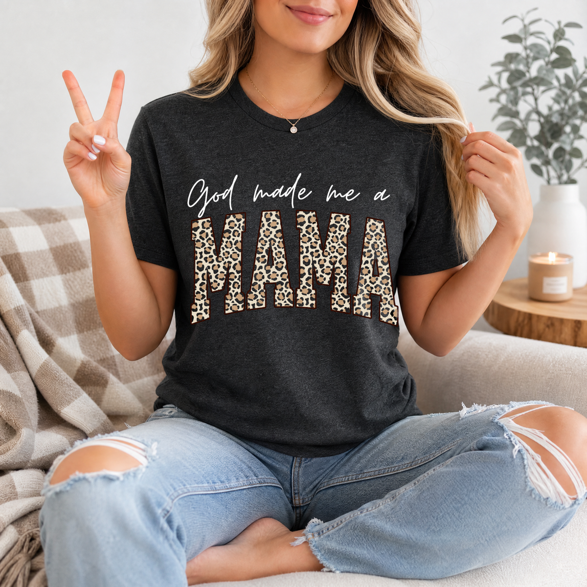 God Made Me A Momma Premium Graphic Tee