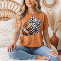 Leopard Football & Checkerboard Bow Graphic Tee