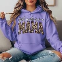 God Made Me a Mama Leopard Print Graphic Hoodie
