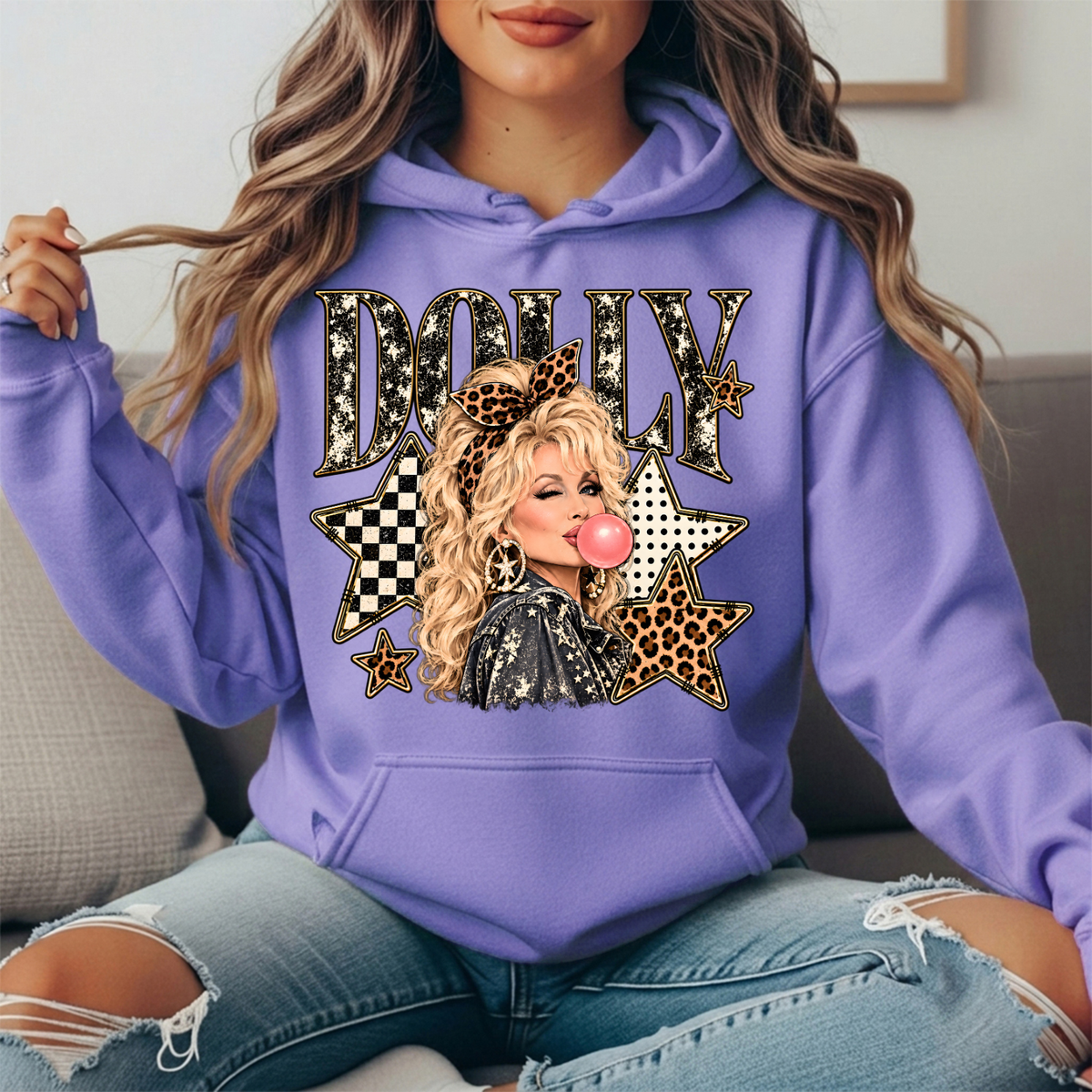 Dolly Bubblegum & Leopard Stars Graphic Hoodie