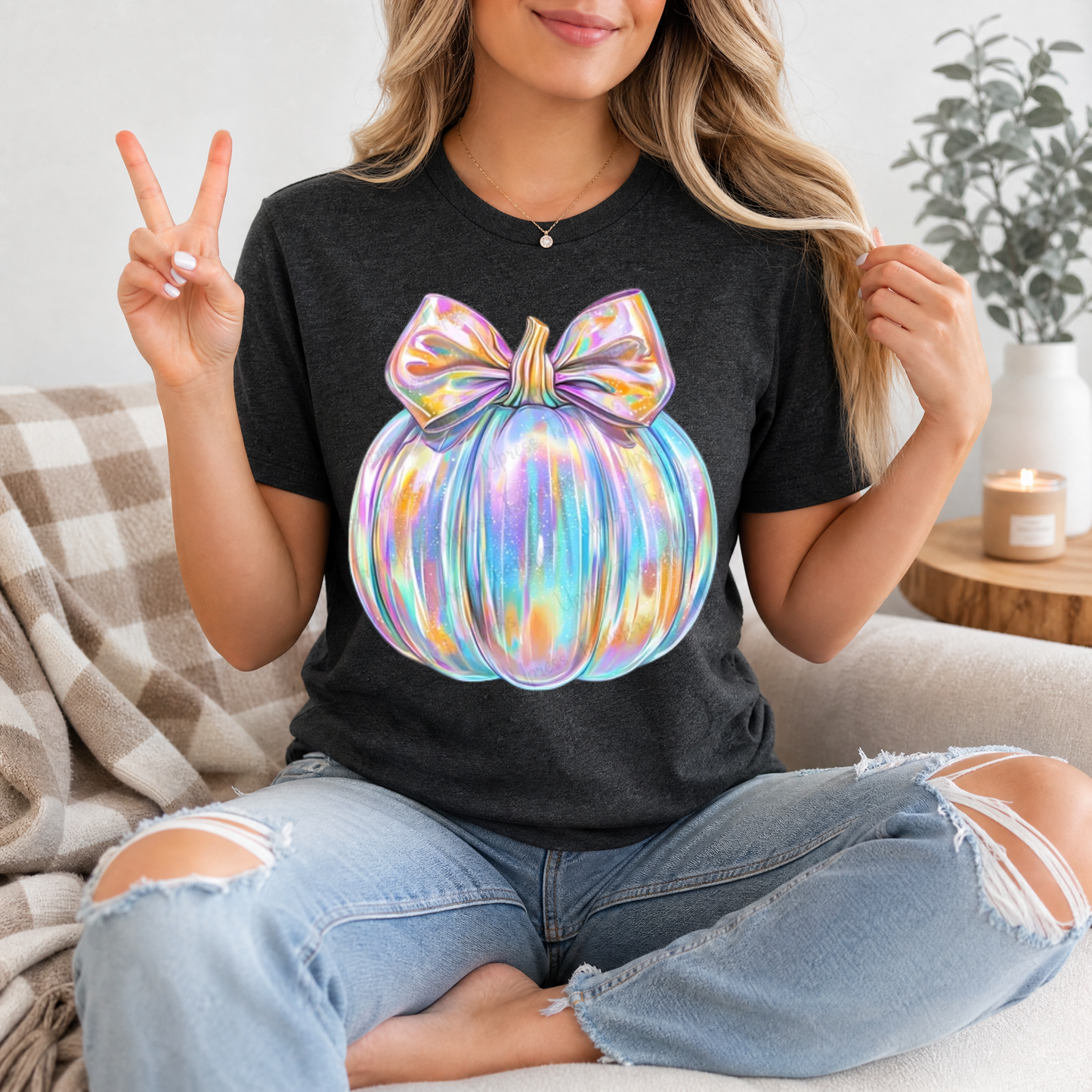 Sparkle Iridescent Pumpkin Premium Graphic Tee