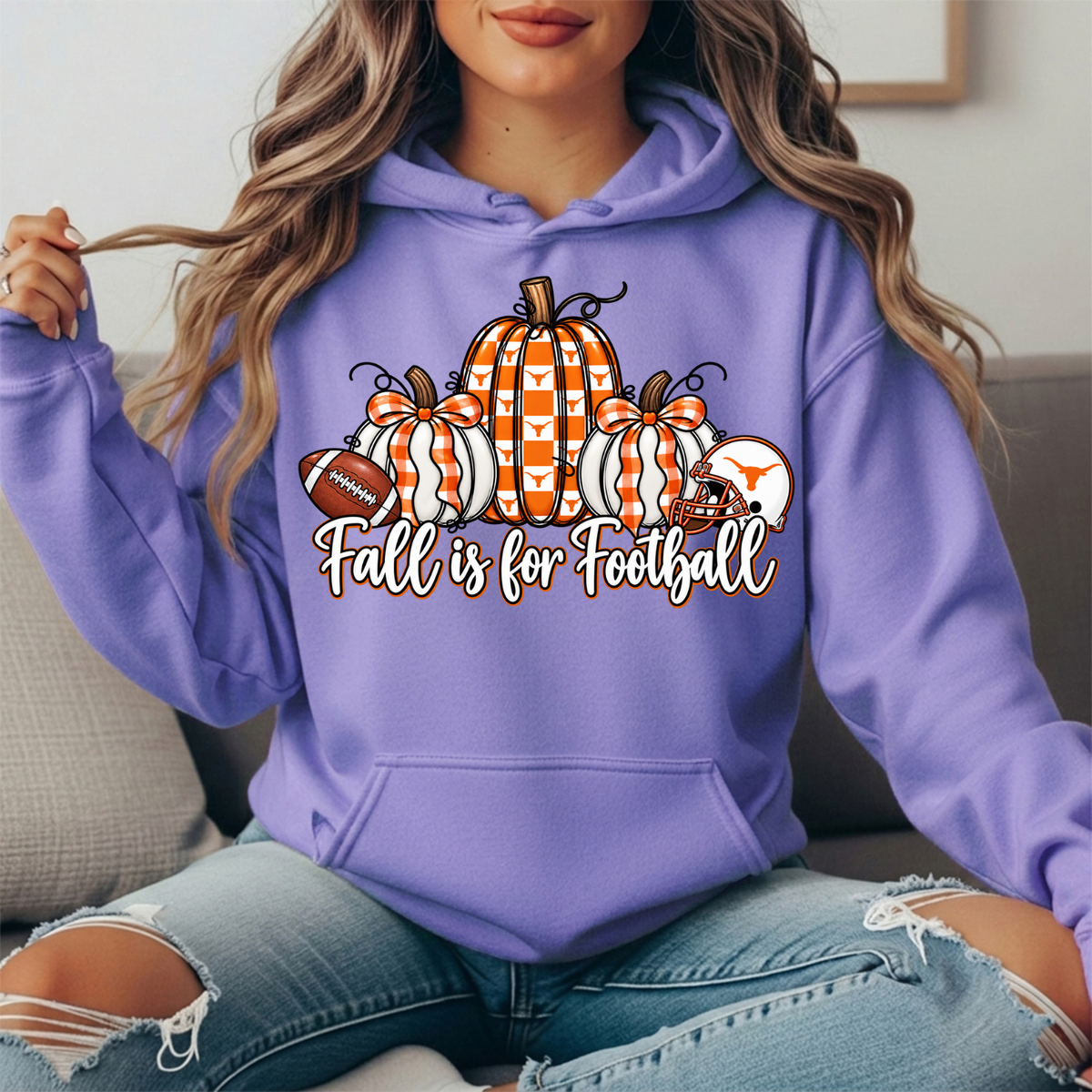 Texas Longhorns Fall Is for Football Pumpkin Graphic Hoodie