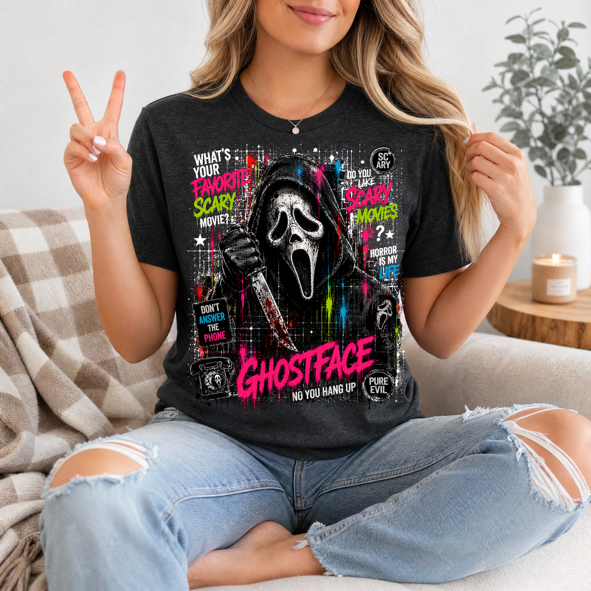 Ghostface Scary Movie Premium Graphic Tee