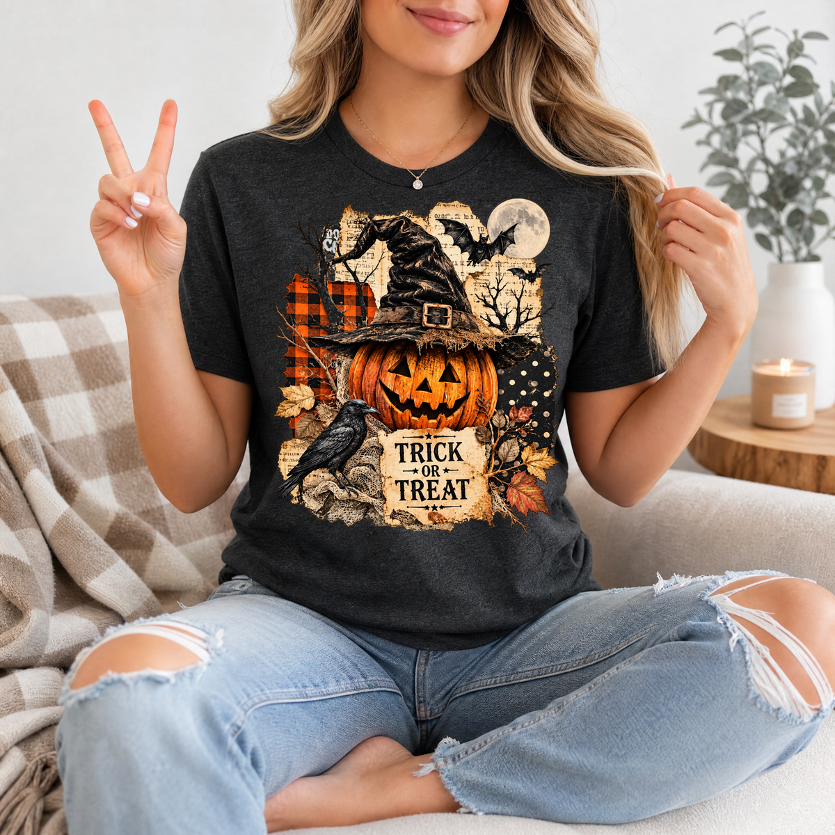 Trick or Treat Vintage Halloween Premium Graphic Tee