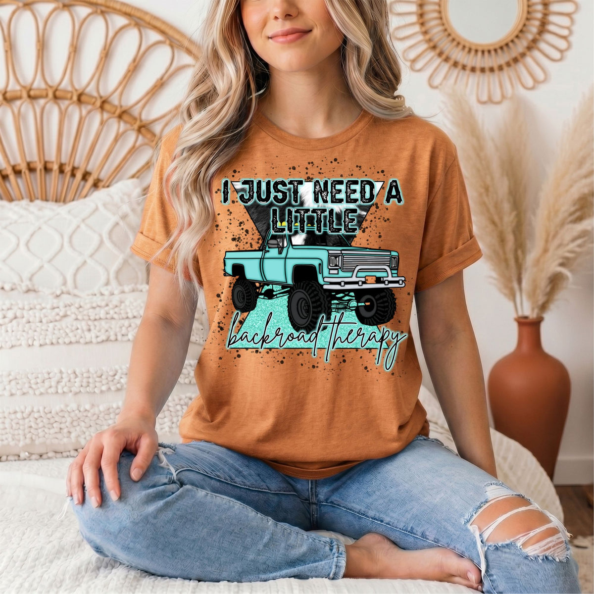 Backroad Therapy Turquoise Truck Graphic Tee