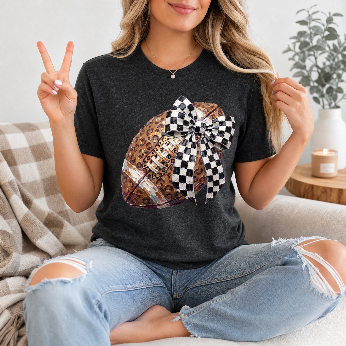 Leopard Painted Football Premium Graphic Tee