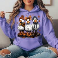 Fall Ducks in Boots & Orange Bow Graphic Hoodie