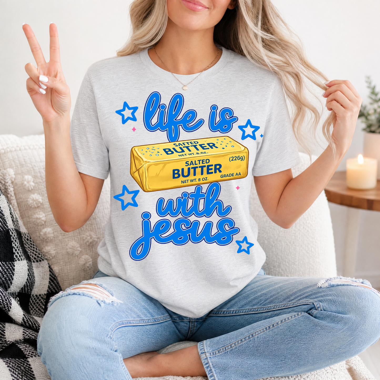 Life Is Butter With Jesus Premium Graphic Tee