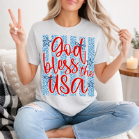 God Bless The USA Cheetah Blue Premium Graphic Tee