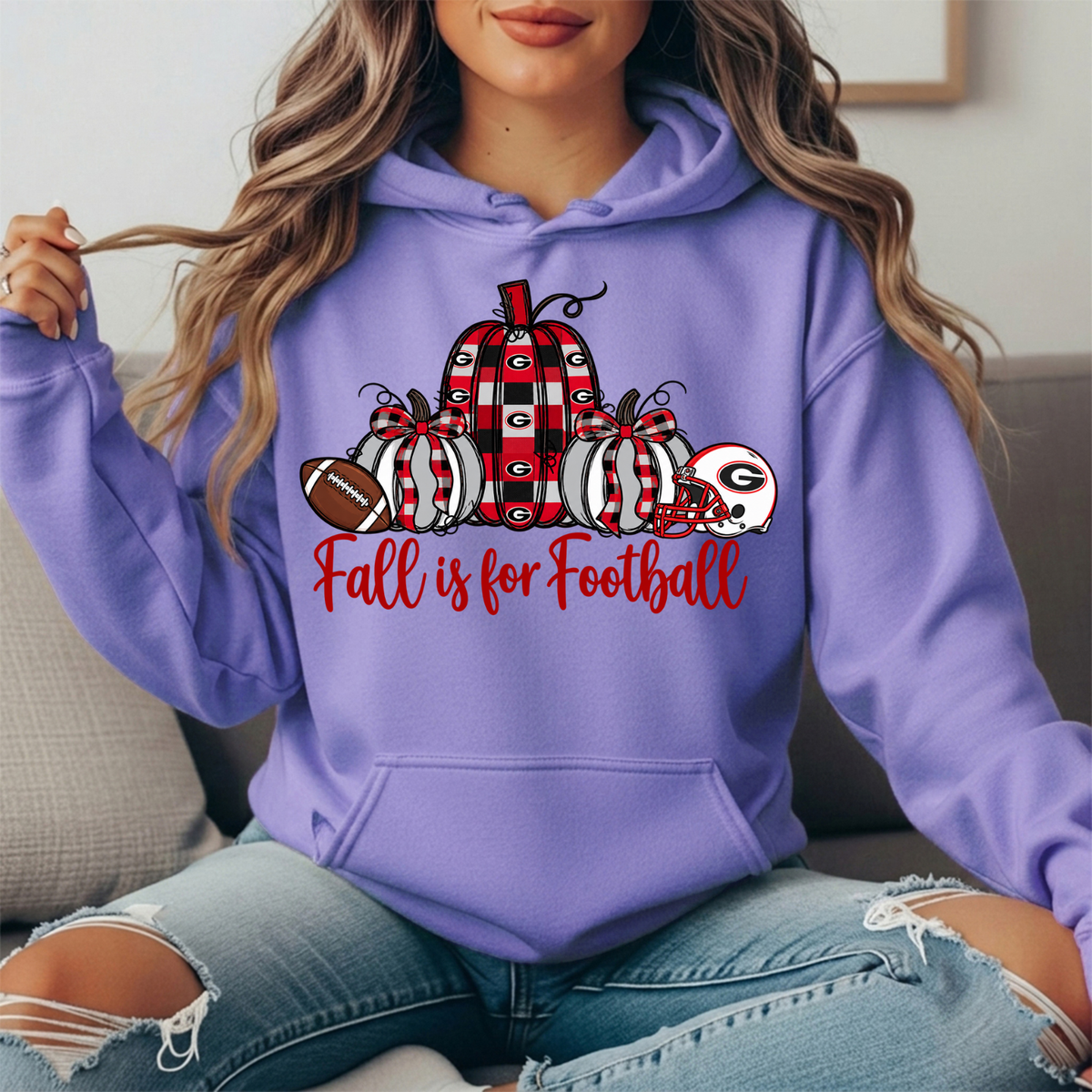 Georgia Bulldogs Fall Is for Football Pumpkin Graphic Hoodie