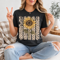Distressed Sunflower & Leopard Print Graphic Tee