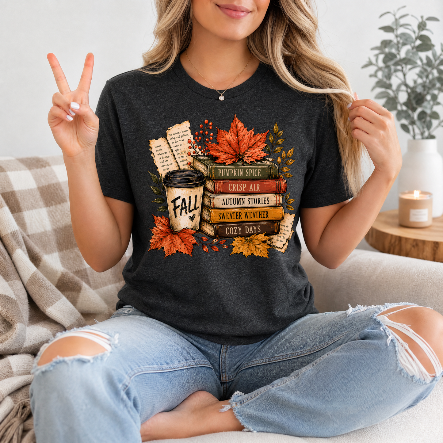 Fall & Bookish Cozy Premium Graphic Tee