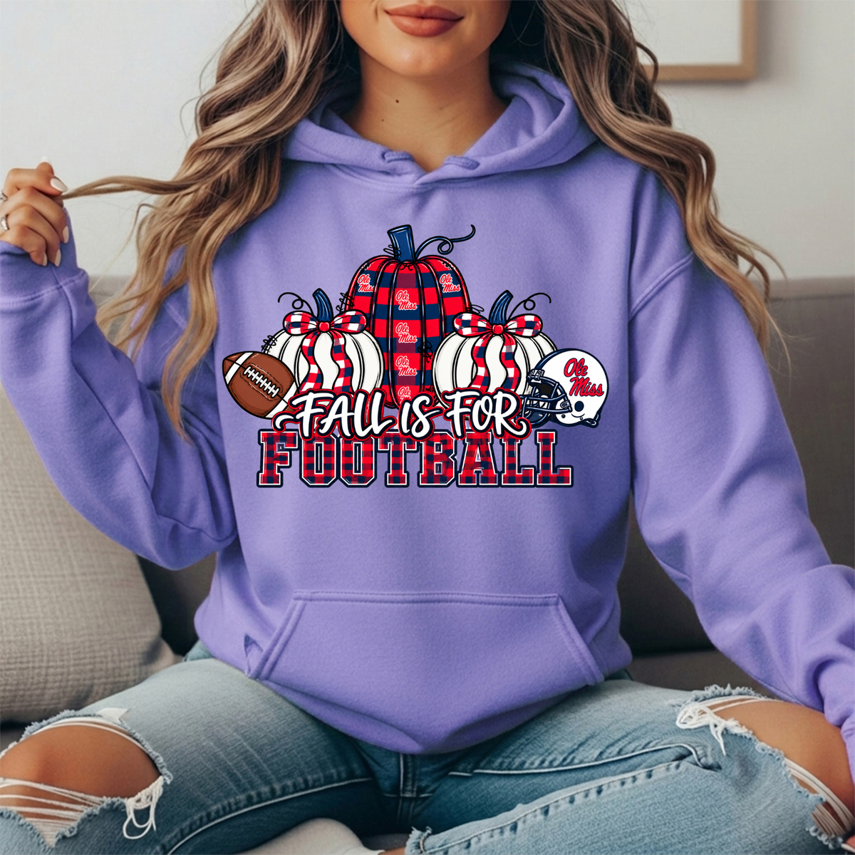 Ole Miss Fall Is for Football Pumpkin Graphic Hoodie