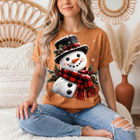 Snowman Buffalo Plaid Scarf Christmas Graphic Tee