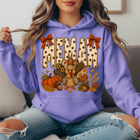 Memaw Thanksgiving Turkey & Rust Bows Graphic Hoodie