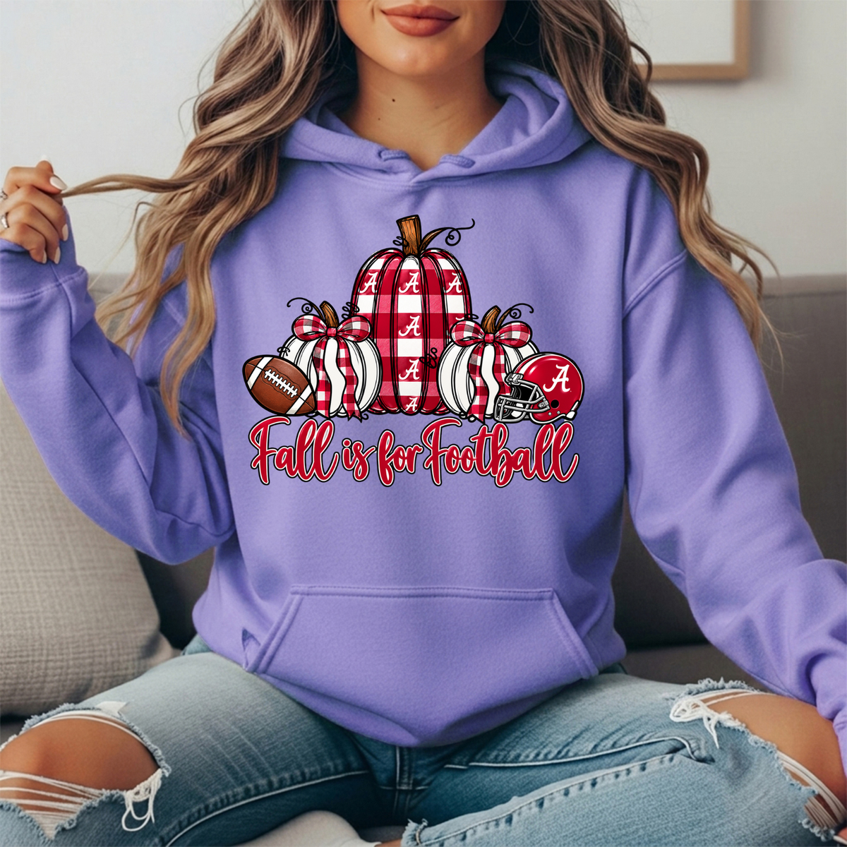 Alabama Crimson Tide Fall Is for Football Pumpkin Graphic Hoodie