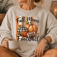 Fall Means Football Pumpkin Crewneck Sweatshirt
