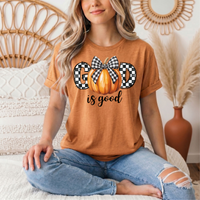 God Is Good Pumpkin & Gingham Bow Graphic Tee