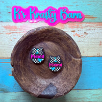 Silicone Focal Bead- Mama Checkered bow K's Krafty Barn