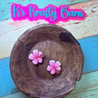 Silicone Focal Bead- Pink Hibiscus flower K's Krafty Barn