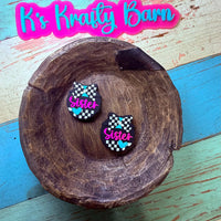 Silicone Focal Bead- Checkered Sister K's Krafty Barn