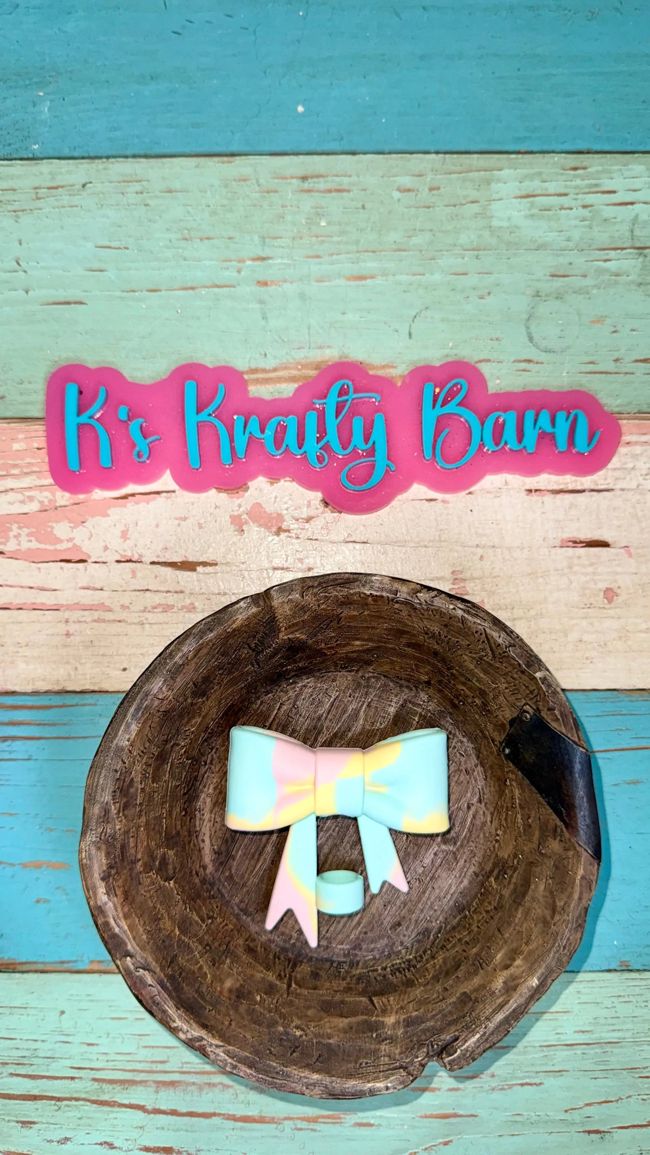 Silicone Focal Bead- Pastel Straw charm or focal bow K's Krafty Barn