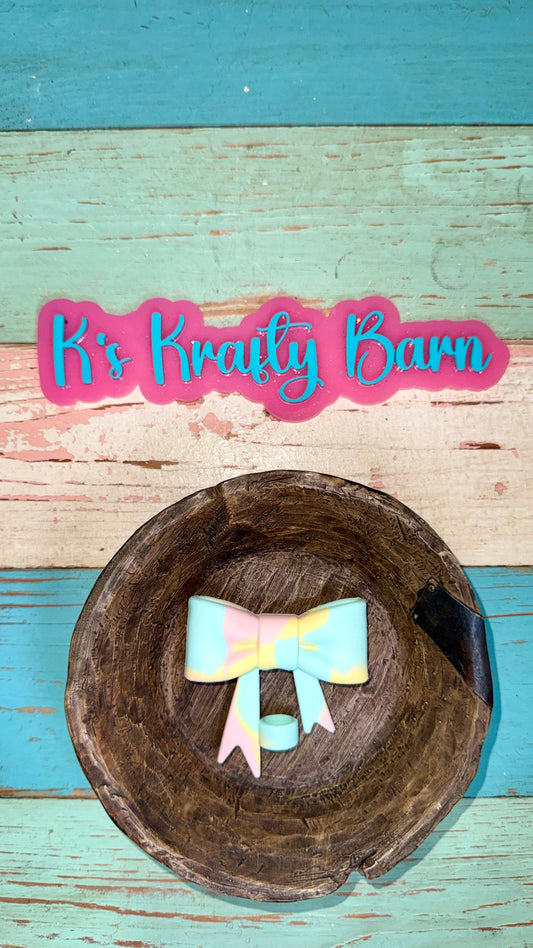 Wholesale Silicone Focal Bead- Pastel Straw charm or focal bow