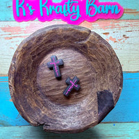 Silicone Focal Bead- Black cross with pink Jesus K's Krafty Barn
