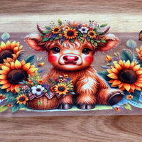 #45 Highland Cow with sunflower basket K's Krafty Barn