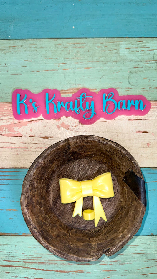 Wholesale Silicone Focal Bead- Yellow Opal bow