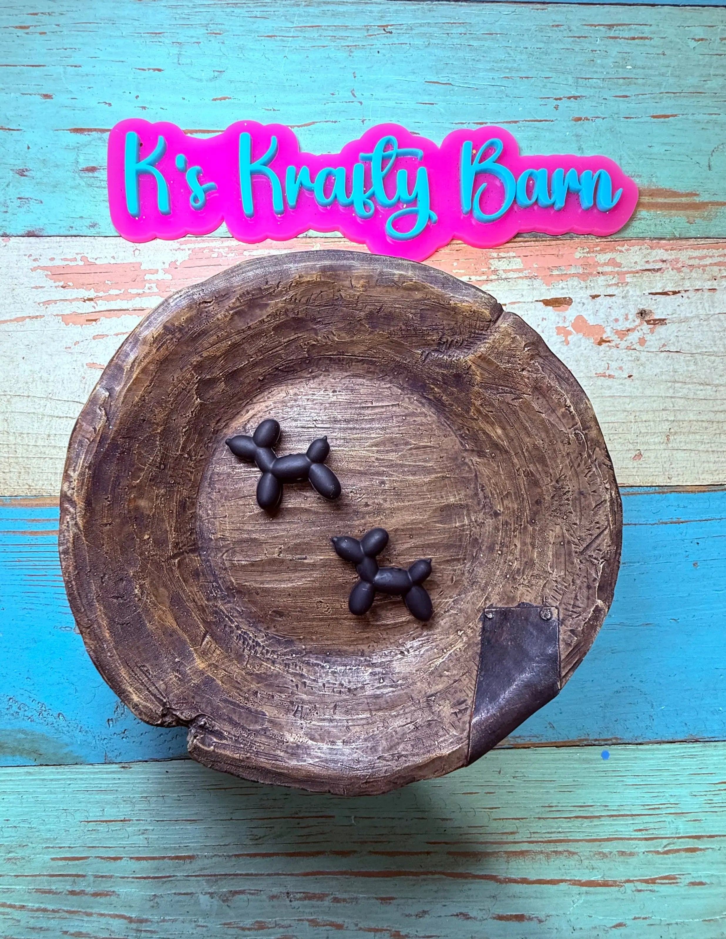 Silicone Focal Bead- Black balloon dog K's Krafty Barn