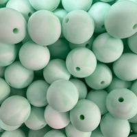 15mm Solid Silicone Beads- Mint swirl K's Krafty Barn